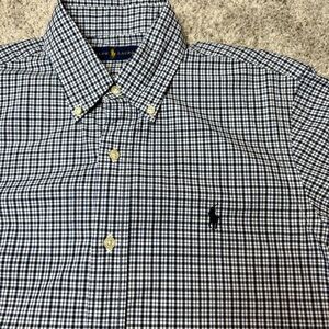Ralph Lauren Men’s Short Sleeve Blue Check Gingham Shirt Preppy Pony Size Small